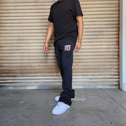 6TH NBRHD "PIT STOP" STACKED PANTS-BLACK (6TH-P1602)