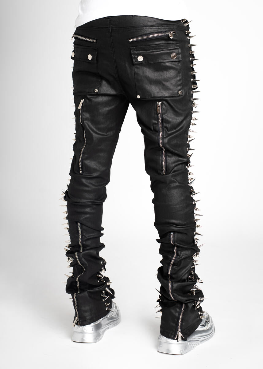 GUAPI Obsidian Black Waxed Spikes Denim