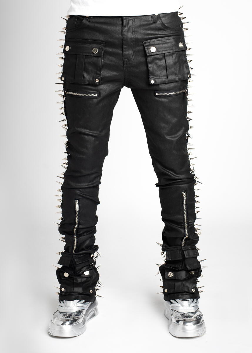 GUAPI Obsidian Black Waxed Spikes Denim