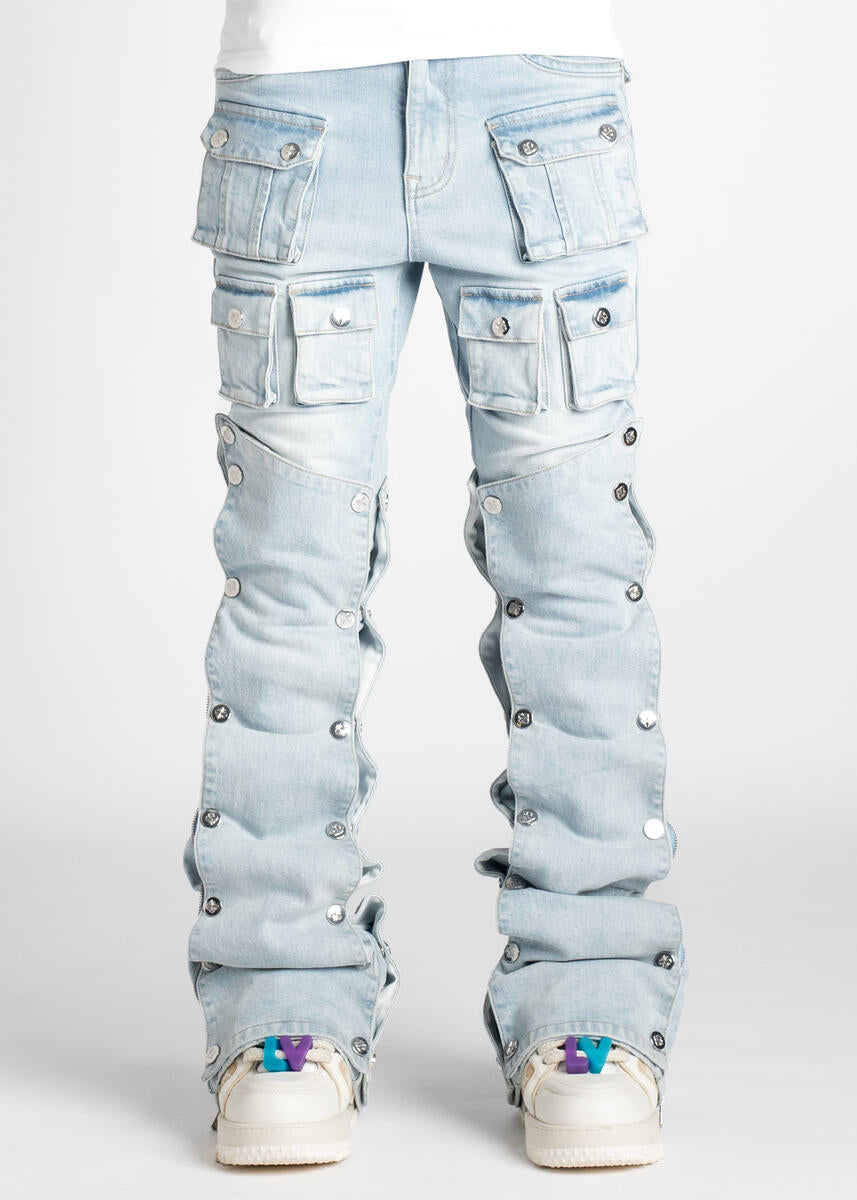 GUAPI Aqua Blue Stacked Premium Denim