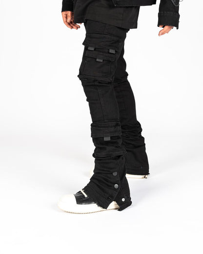 PHEELINGS "EMPOWERED ESSENCE" CARGO FLARE STACK DENIM (PH-FW23-29) BLACK