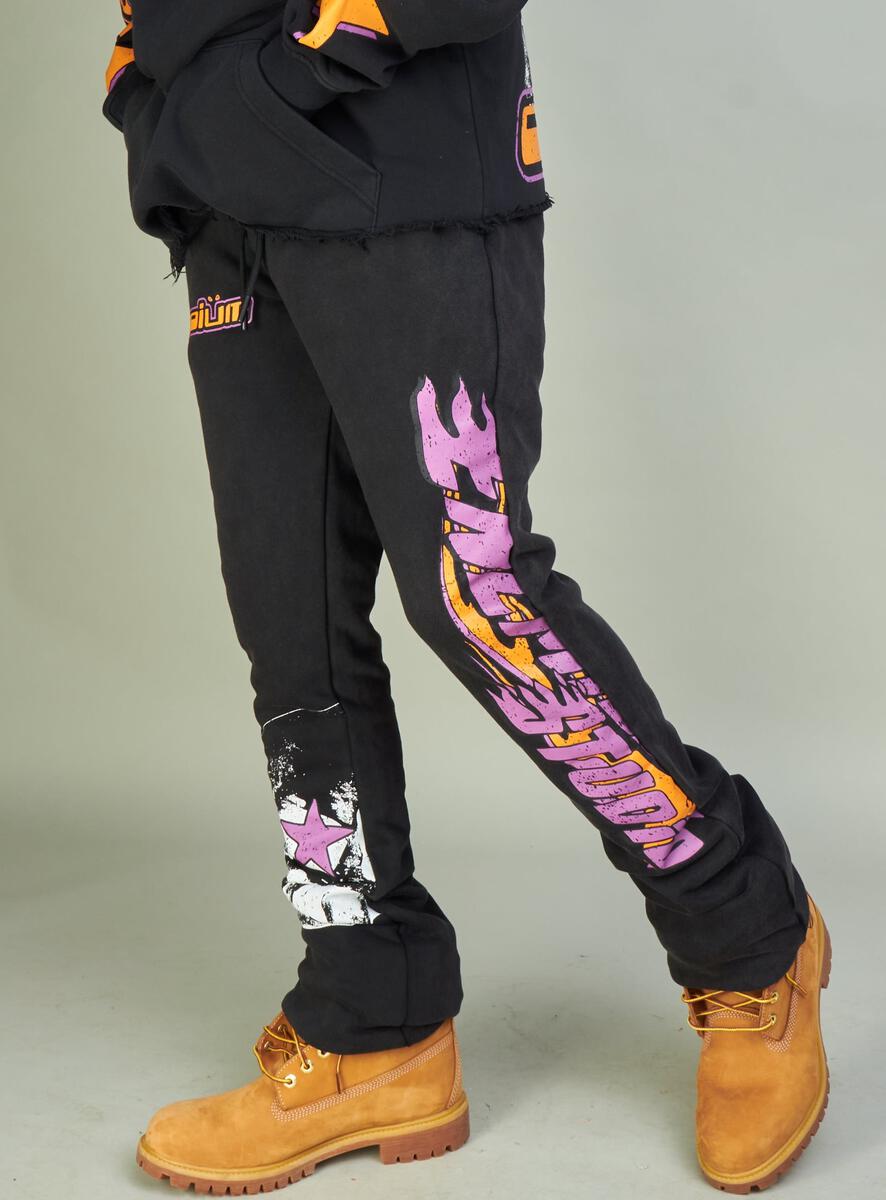 NME Sweatpants - NME Studio -Black And Orange