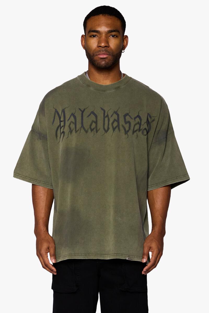 VALABASAS "INKED ENELGANCE" VINTAGE OLIVE TEE (VLBS110820232)