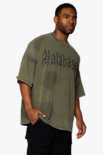 VALABASAS "INKED ENELGANCE" VINTAGE OLIVE TEE (VLBS110820232)