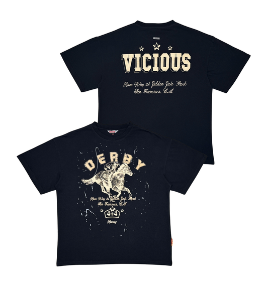 VICIOUS DERBY DISTRESSED OVERSIZE TEE VC450-BLACK