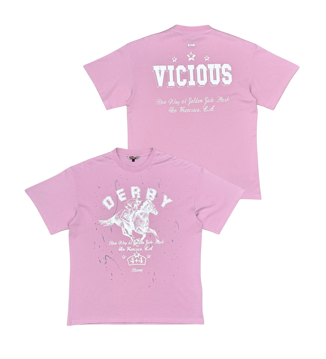 VICIOUS DERBY DISTRESSED OVERSIZE TEE VC450-PINK