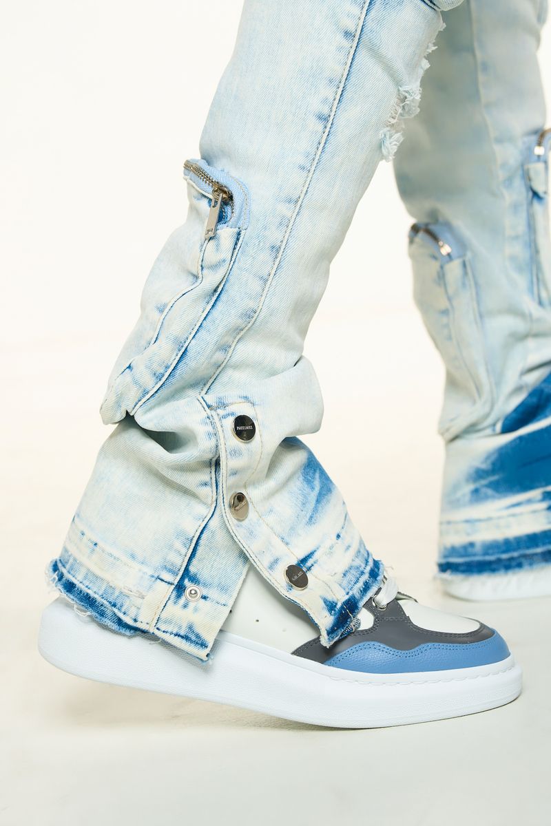 PHEELINGS "JOURNEY TO GREATNESS" FLARE STACK DENIM (PH-SS24-69)-LT BLUE