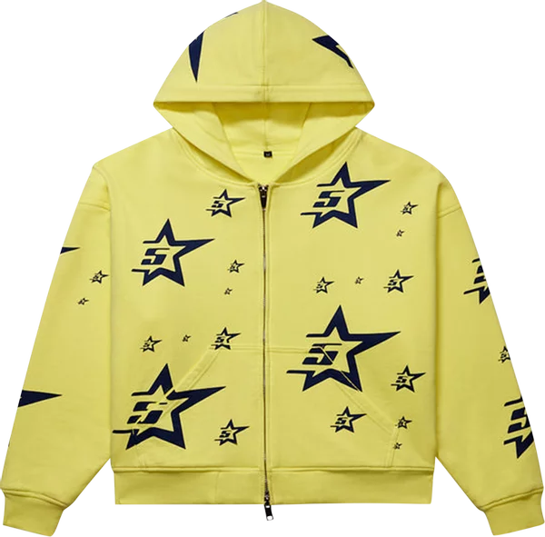 Sp5der Double Layer 5 Star Zip Hoodie 'Yellow'