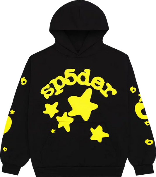 SP5DER  BELUGA  HOODIE 'ONYX/YELLOW'