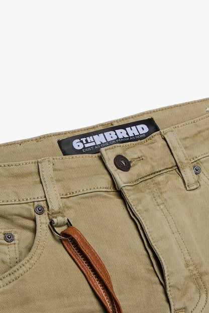 6TH NBRHB "INDIANA" CARGO DENIM  STACKED (6TH-D2402)-KHAKI