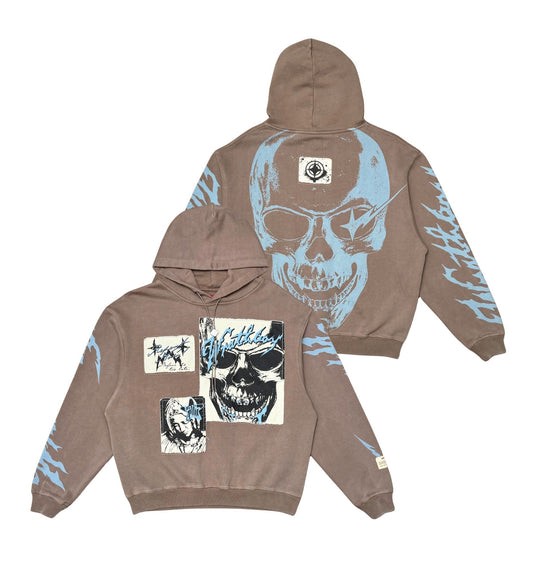 WRATHBOY REPENT NOW CROP HOODIE WB05-043  TAUPE