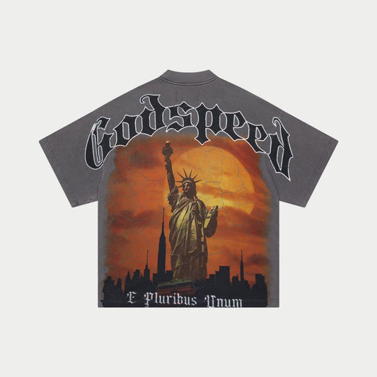 GOD SPEED RED DAY T SHIRT (GREY)