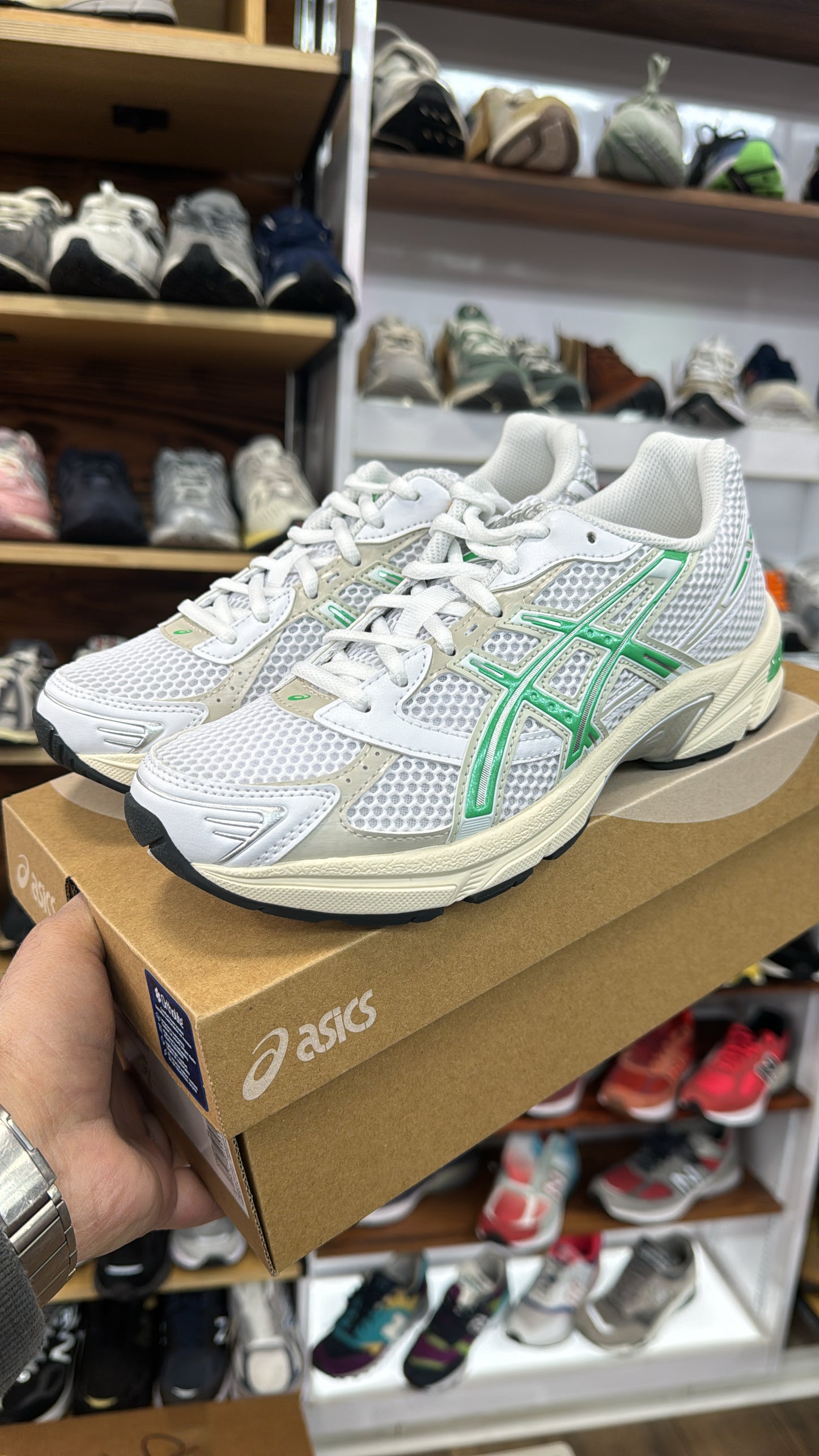 ASICS Gel-1130 White Malachite Green Off White Midsole (Women's) 1202A164-114