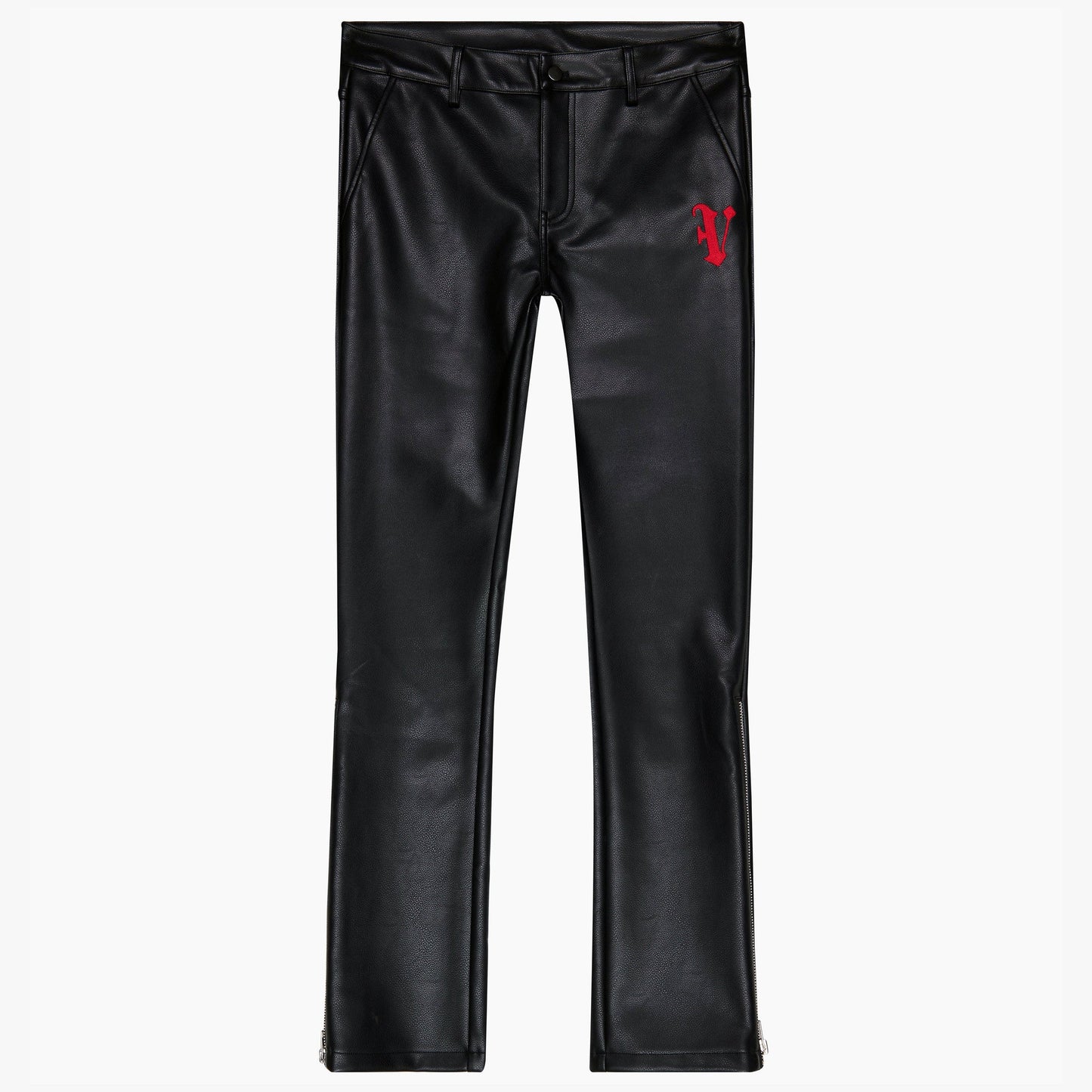 VALABASAS "CERNIERA" STACKED FLARE LEATHER PANT - BLACK VLBS6601-BLK