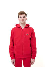 Lacoste Men's Kangaroo Pocket Zip-Up Fleece Hoodie 'RED' SH9626 51 240