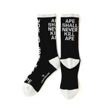 BAPE 'Ape Shall Never Kill Ape Socks' Men's Black