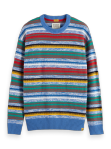 SCOTCH & SODA MIXED YARNS STRIPES EXTRA DROPPED SHOULDER SWEATER-MULTI STRIPE